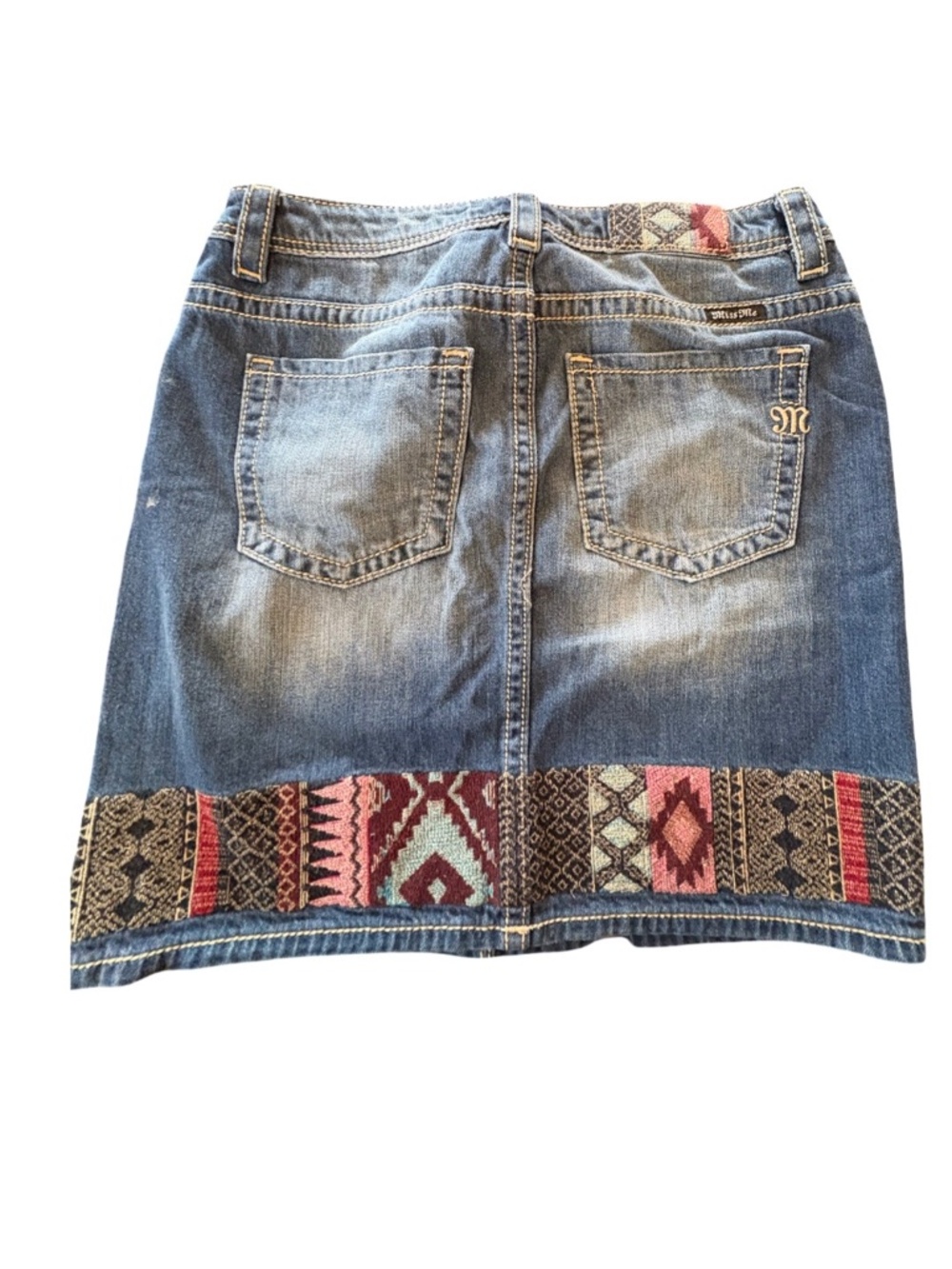 Miss Me High Rise Denim Skirt Size 31 Southwestern Western Y2K - Picture 5 of 14